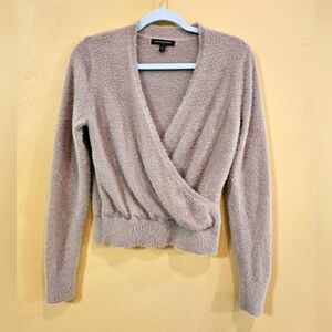 Banana Republic Tan Faux Wrap Fuzzy Sweater XS